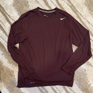 Nike Men's Burgundy Long Sleeve Dri-Fit